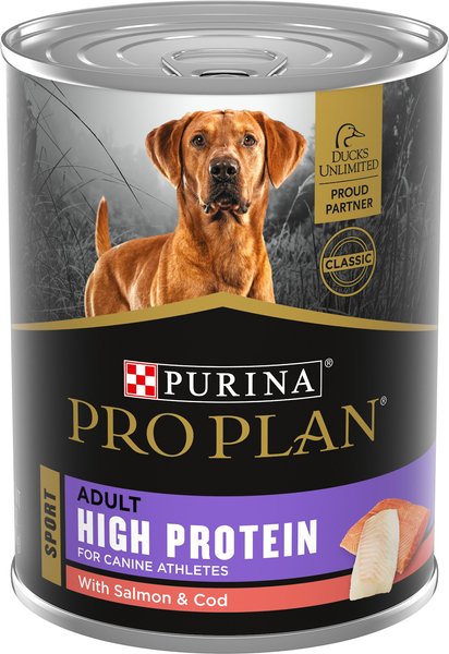 Purina Pro Plan Sport High Protein Salmon & Cod Entrée Wet Dog Food, 13-oz can, case of 12 slide 1 of 8