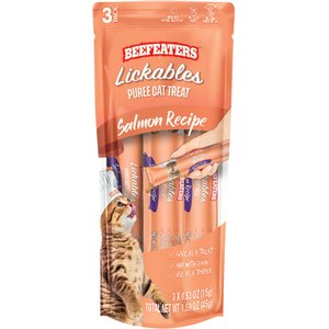 Beefeaters Lickables Salmon Puree Recipe Cat Treat, 1.59-oz bag, case of 12