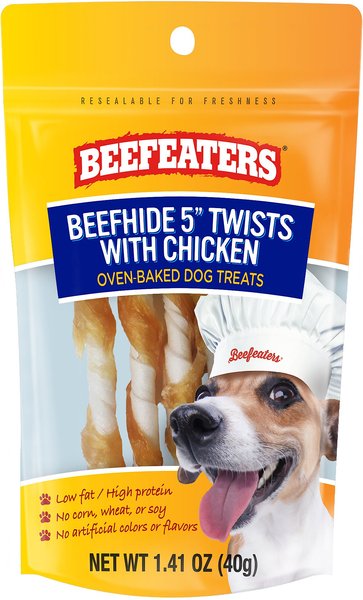 BEEFEATERS Beefhide Twist Chicken Jerky Dog Treat, 1.41-oz, case of 12 ...