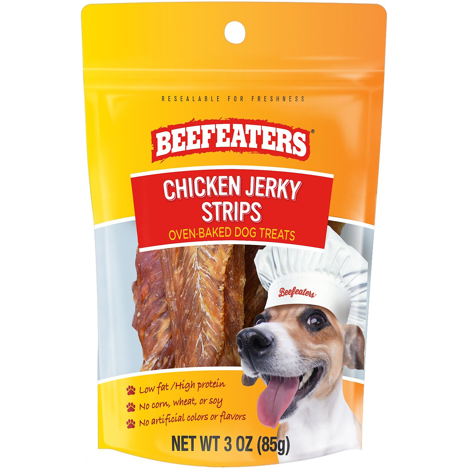 BEEFEATERS Chicken Strips Jerky Dog Treat, 3-oz bag - Chewy.com