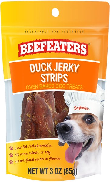 Out of Stock - BEEFEATERS Duck Strips Jerky Dog Treat, 3-oz bag - Chewy.com