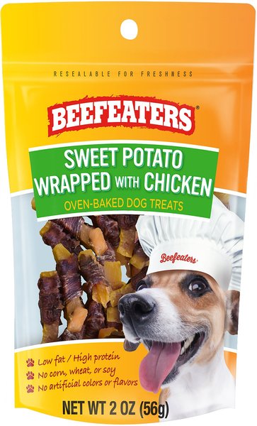 Beefeaters Sweet Potato Wrap Chicken Soft & Chewy Dog Treat, 2-oz bag, case of 12 slide 1 of 2