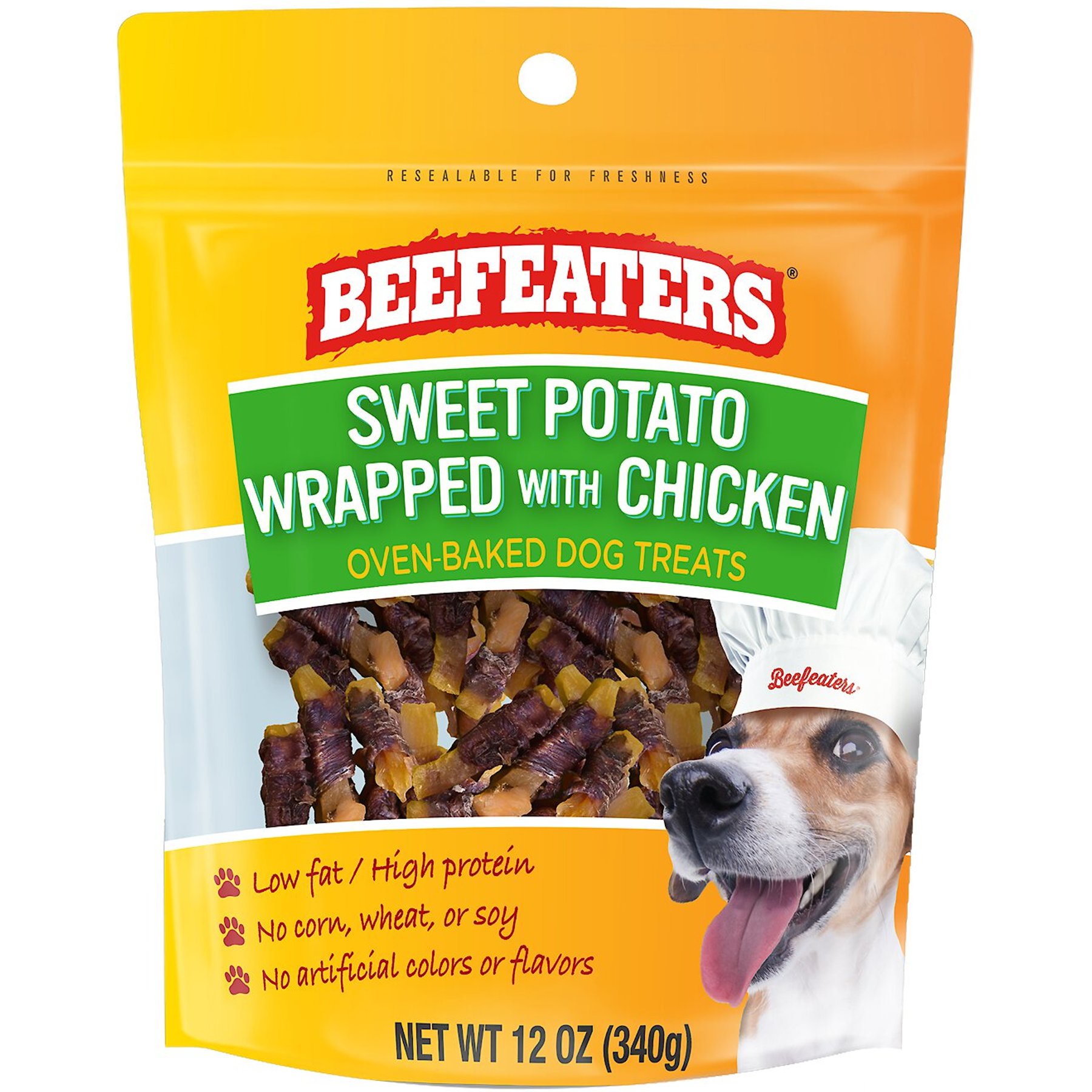 Sweet potato wrapped top with chicken dog treats