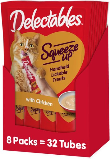Hartz Delectables Squeeze Up Chicken Lickable Cat Treats, 0.5-oz tube, 32 count
