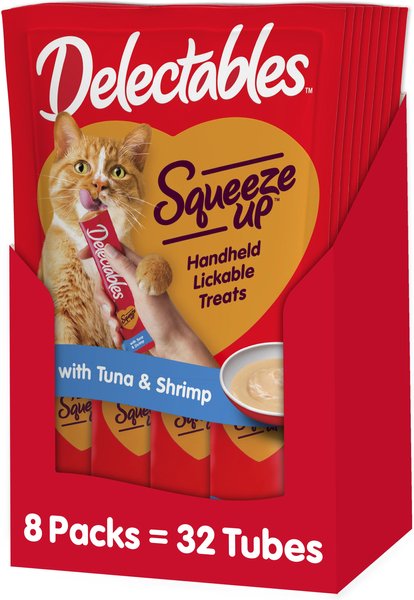 Hartz Delectables Squeeze Up Tuna & Shrimp Lickable Cat Treat, 0.5-oz tube, 32 count slide 1 of 10