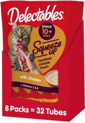 Hartz Delectables Squeeze Up Senior 10+ Chicken Lickable Cat Treats, 0.5-oz tube, 32 count