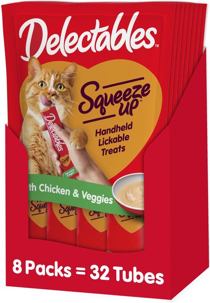 Hartz Delectables Squeeze Up Chicken & Veggie Lickable Cat Treats, 0.5-oz tube, 32 count slide 1 of 9