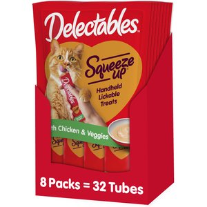 Hartz Delectables Squeeze Up Chicken & Veggie Lickable Cat Treats, 0.5-oz tube, 32 count