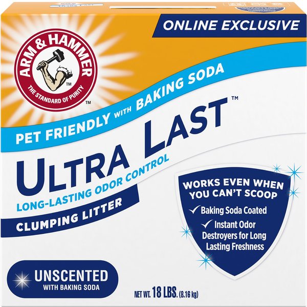 ARM & HAMMER LITTER Ultra Last Unscented Clumping Clay Cat Litter, 18lb box