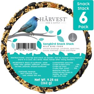 Harvest Seed & Supply Songbird Snack Stack Corn Free Wild Bird Food, 9.25-oz cake, 6 count