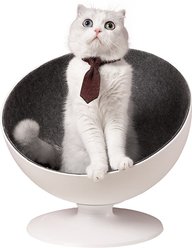 Furrytail Boss Elevated Cat Chair & Cat Bed, White, Small
