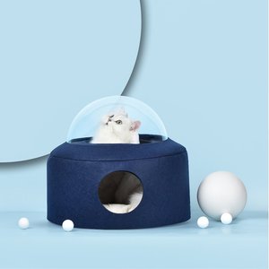 Furrytail Space Capsule Cat Bed, Small, Navy