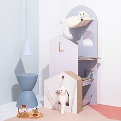 Furrytail Cat Time Cat Scratching Post & Cat Tower, White