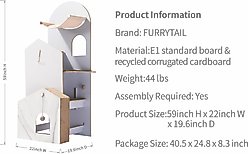 Furrytail Cat Time Cat Scratching Post & Cat Tower, White slide 2 of 8
