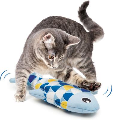 Show full view: Catit Groovy Fish Plush Cat Toy with Catnip, Blue slide 2 of 7