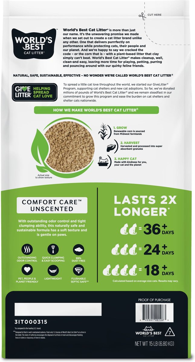 World s Best Unscented Clumping Corn Cat Litter