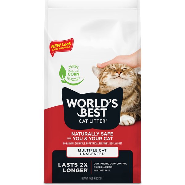 WORLD'S BEST Picky Cat Unscented Clumping Corn Cat Litter, 12lb bag