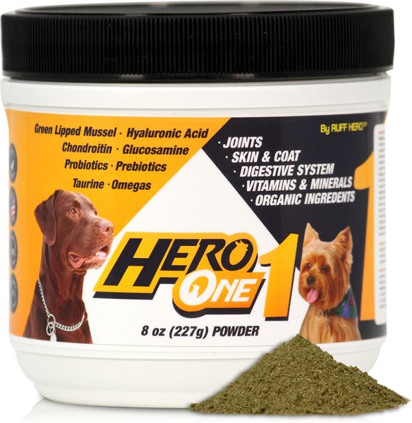 Ruff Hero Hero One Joints, Digestive, Skin & Detox Support Supplement for Dogs, 8-oz jar slide 1 of 6