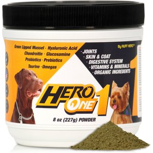 Ruff Hero Hero One Joints, Digestive, Skin & Detox Support Supplement for Dogs, 8-oz jar