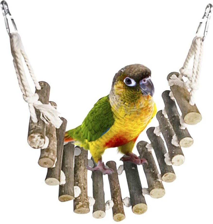 Parrot Climbing Ladder Wooden Swing Bridge Bird Cage Hanging Toy Conures 