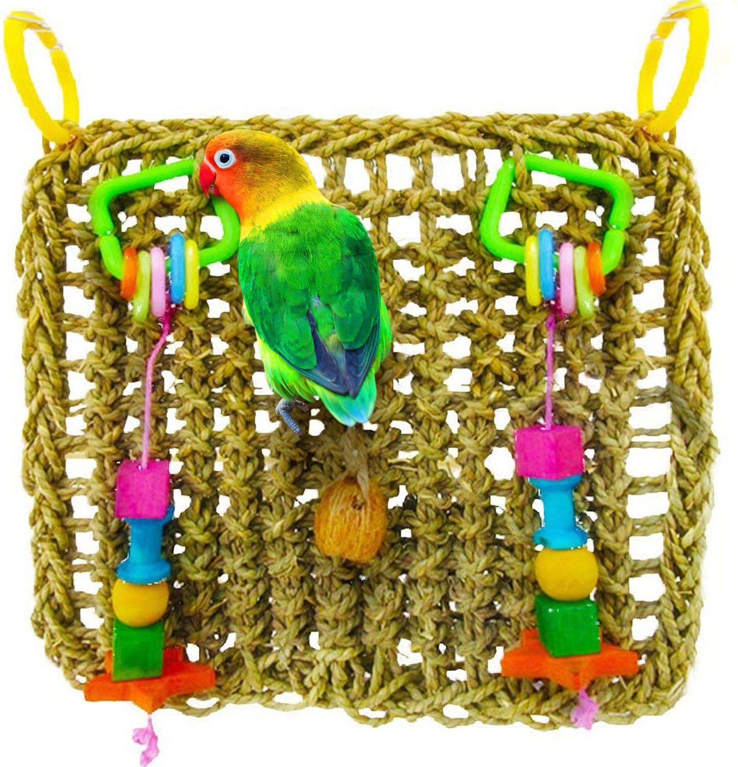 Bird Climbing Rope Ladder Red/Yellow 2 Pcs Pet Climbing Rope Net Small Animal Rope Net Hanging Hammock Activity Toy for Rat Hamster Cockatiels Habitat Decor and Play Ferret Cotton Rope Net 