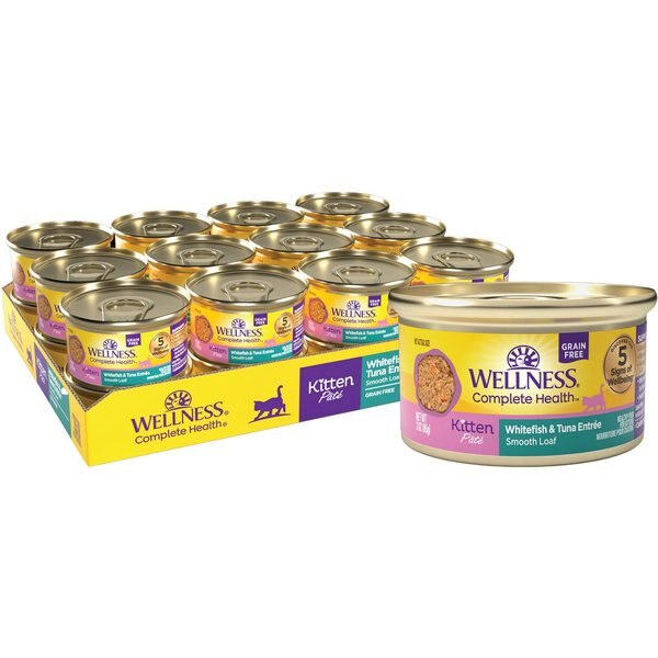 Wellness Complete Health Kitten Whitefish & Tuna Formula Grain-Free Canned Cat Food, case of 24