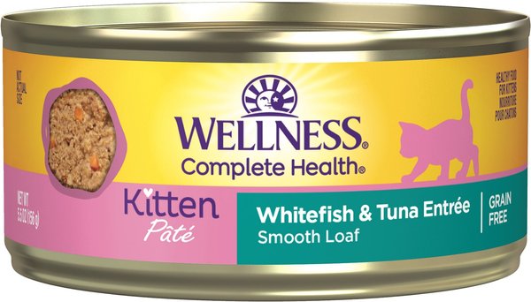 Wellness Complete Health Kitten Whitefish & Tuna Formula Grain-Free Canned Cat Food, case of 24, 5.5-oz slide 1 of 10