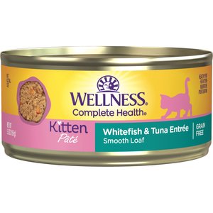 Wellness Complete Health Kitten Whitefish & Tuna Formula Grain-Free Canned Cat Food, case of 24, 5.5-oz