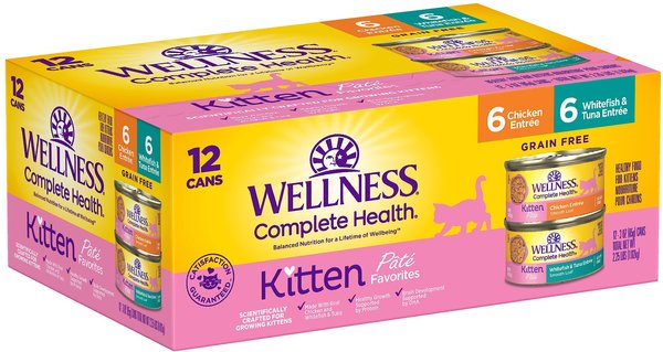 Wellness Complete Health Kitten Variety Pack Grain-Free Canned Cat Food, 3-oz, case of 12 slide 1 of 10