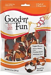 Good 'n' Fun Triple Flavor Play-Tug-Chew Rings Dog Dental Treats, 4 count