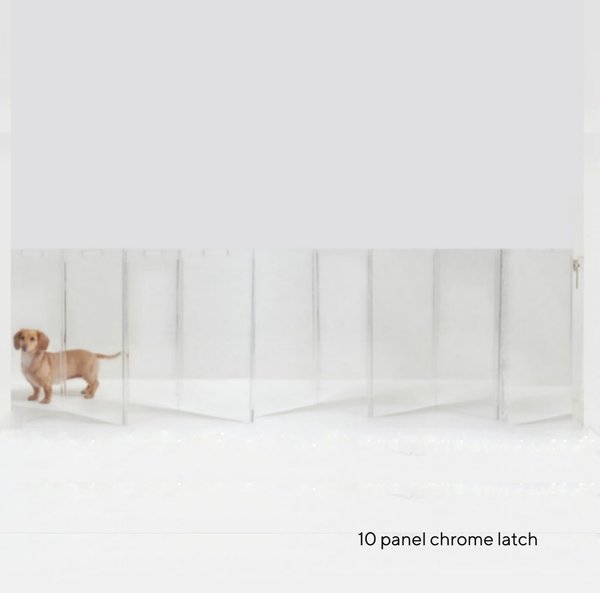 HIDDIN Clear View Zig Zag Wall Mounted Dog Gate, Clear, Silver, 10