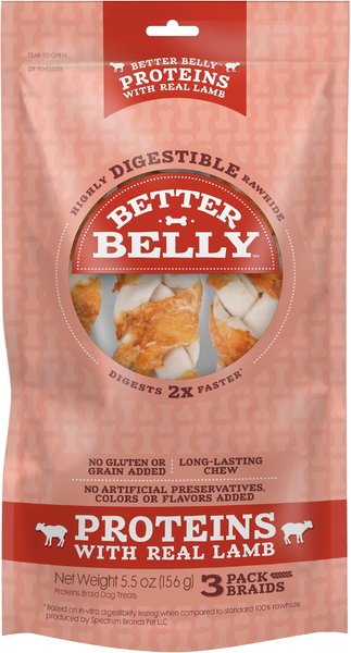 Better Belly Proteins Real Lamb Braids Dog Treats, 3 count slide 1 of 8