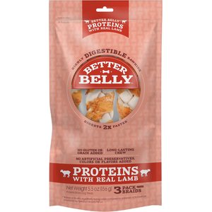 Better Belly Proteins Real Lamb Braids Dog Treats, 3 count