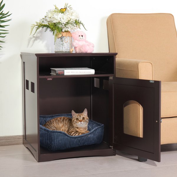Coziwow by Jaxpety Decorative Side Table Cat House Litter Box Enclosure, Brown slide 1 of 9