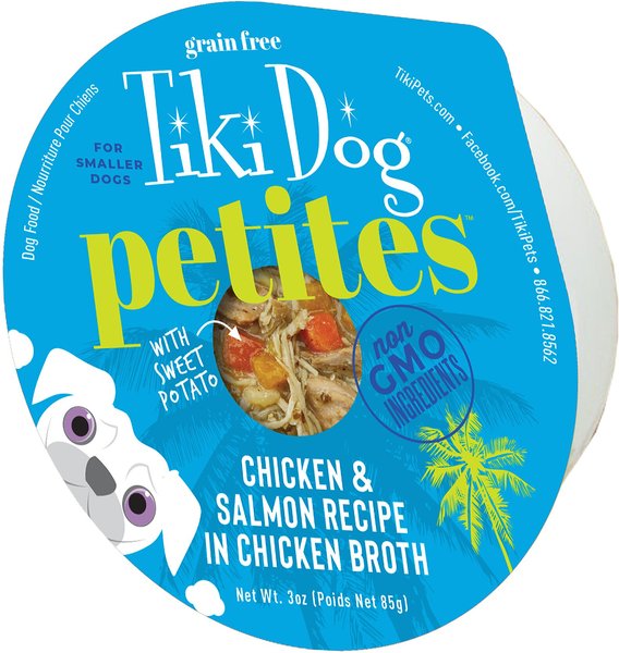 Tiki Dog Aloha Petites Chicken & Salmon Recipe in Chicken Broth Wet Dog Food, 3-oz cup, case of 4 slide 1 of 7