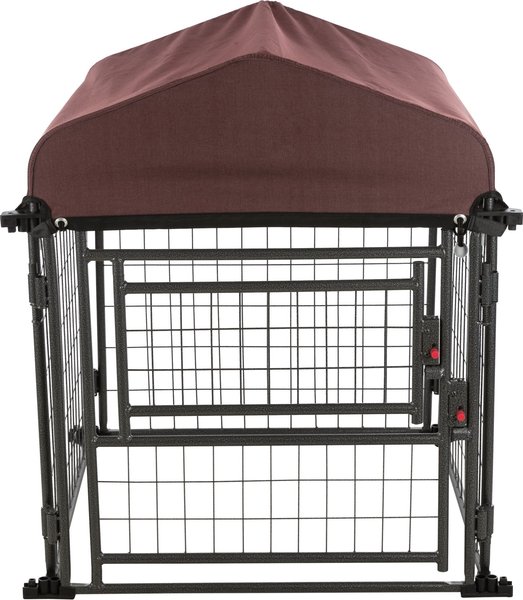TRIXIE Deluxe Outdoor Dog Kennel with Cover & Secure Lock, Black/Burgundy, Small slide 1 of 8