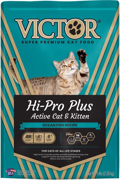 VICTOR Hi-Pro Plus Active Cat & Kitten Ocean Fish Recipe Dry Cat Food, 5-lb bag slide 1 of 7