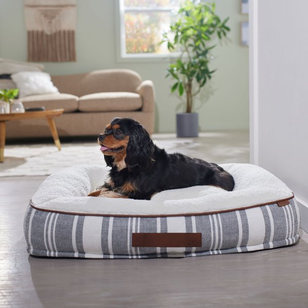 Frisco Rectangular Personalized Bolster Dog Bed w/Removable Cover, Beige, Large