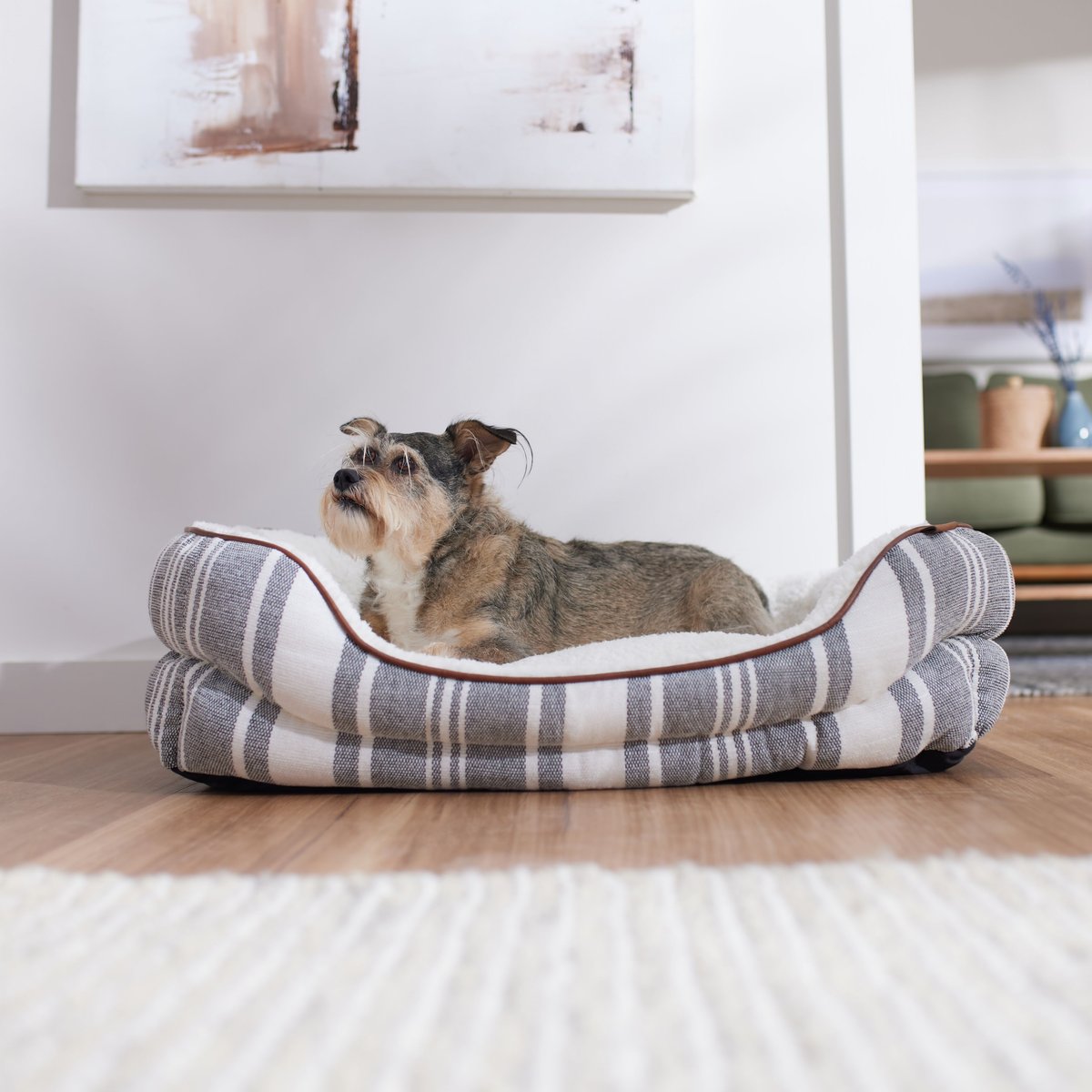 FRISCO Farmhouse Rectangular Bolster Dog Bed, Large