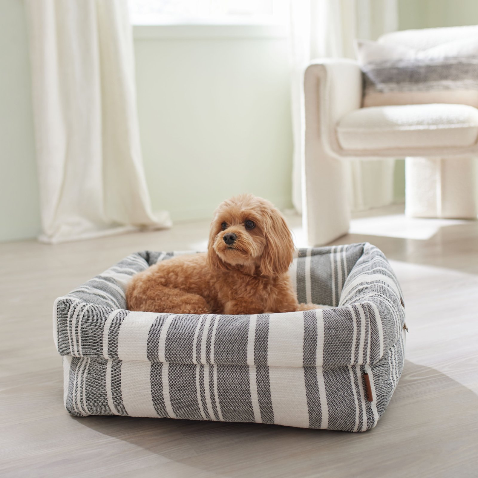 Frisco Farmhouse Deep Cuffed Cuddler Dog Bed, Small