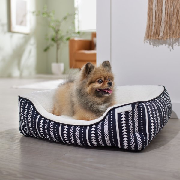 ASPEN PET SelfWarming Bolster Cat & Dog Bed, Warm Spice/Cream, 19in