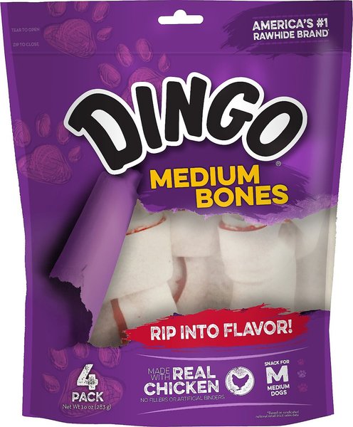 Dingo Medium Meat in the Middle Chicken Flavor Rawhide Dog Bone, 24 count slide 1 of 6