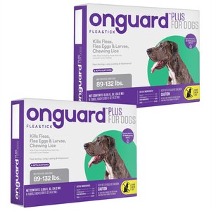 Onguard Plus Flea & Tick Spot Treatment for Dogs, 89-132 lbs, 12 Doses (12-mos. supply)