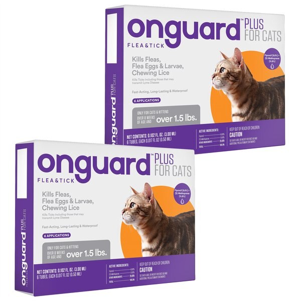 ONGUARD PLUS Flea & Tick Spot Treatment for Cats, over 1.5 lbs, 12