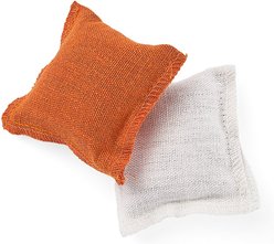 Litterbox.com Hemp Pillows Cat Toy, 2 count, Orange & White