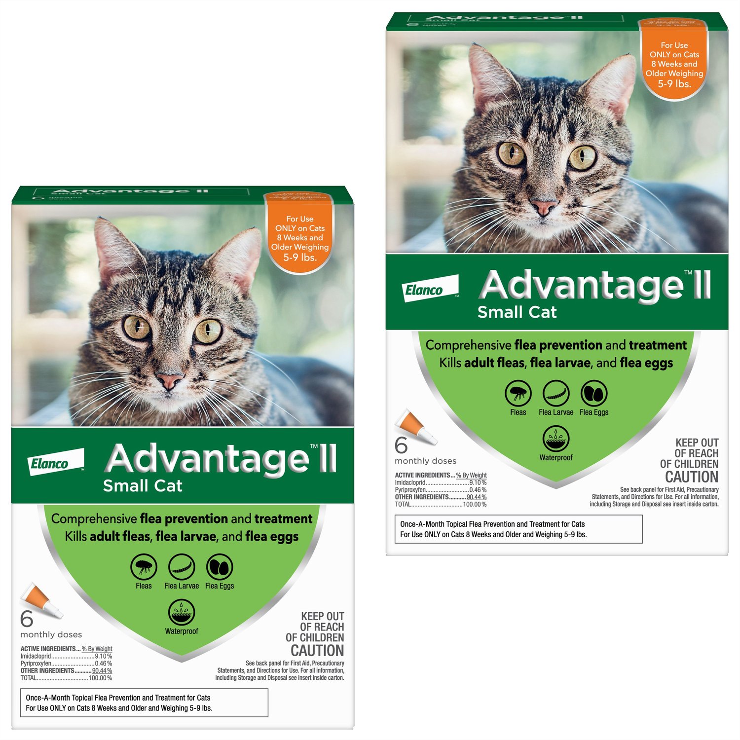 ADVANTAGE II Flea Spot Treatment for Cats, 59 lbs, & Ferrets, 12 Doses
