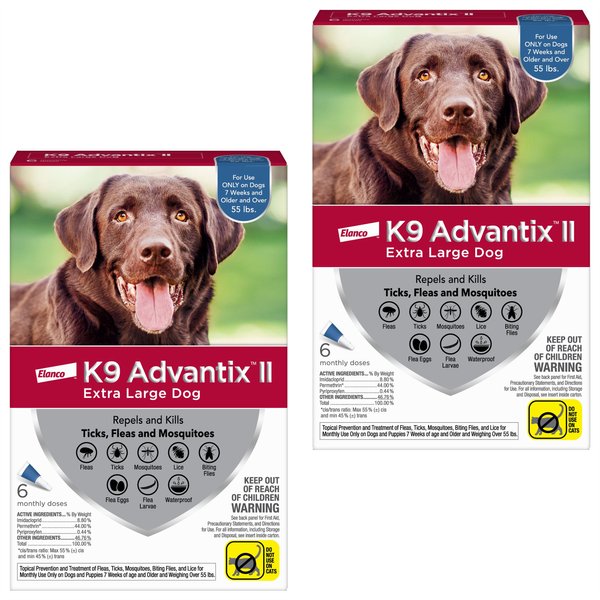 K9 Advantix II Flea & Tick Spot Treatment for Dogs, over 55 lbs, 12 Doses (12-mos. supply) slide 1 of 8