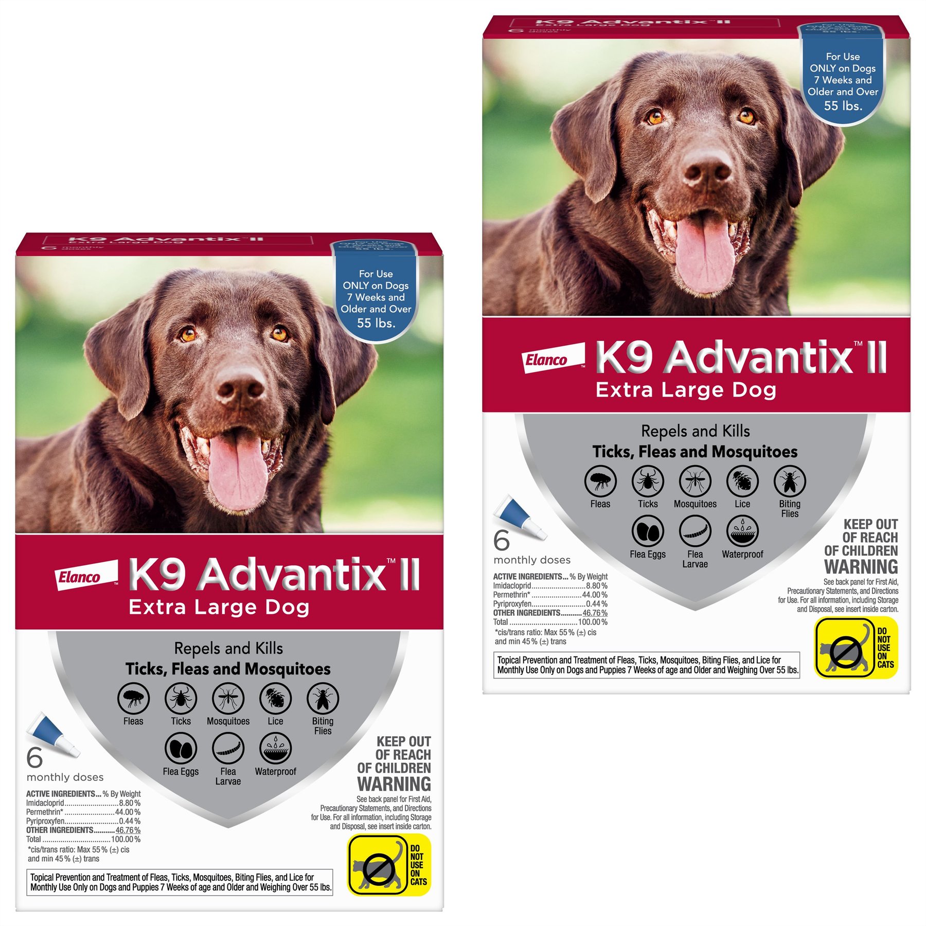 K9 ADVANTIX II Flea Tick Spot Treatment for Dogs over 55 lbs 6 Doses 6 mos. supply Chewy