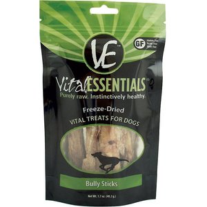 Vital Essentials Bully Sticks Freeze-Dried Raw Dog Treats, 1.7-oz bag, bundle of 6