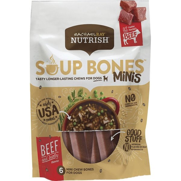 RACHAEL RAY NUTRISH Soup Bones Minis Beef & Barley Flavor Chews Dog ...